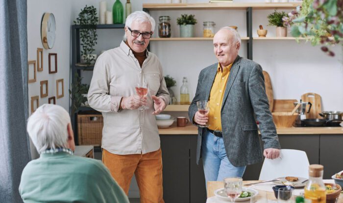 a group enjoys drinks together