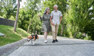 A couple strolls near Cherrywood Village